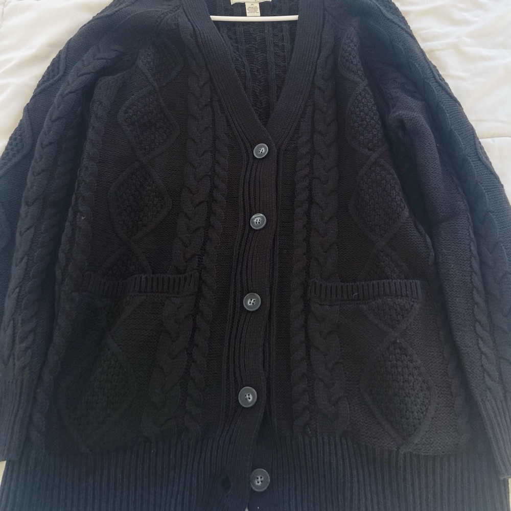 Black Cable Knit Cardigan